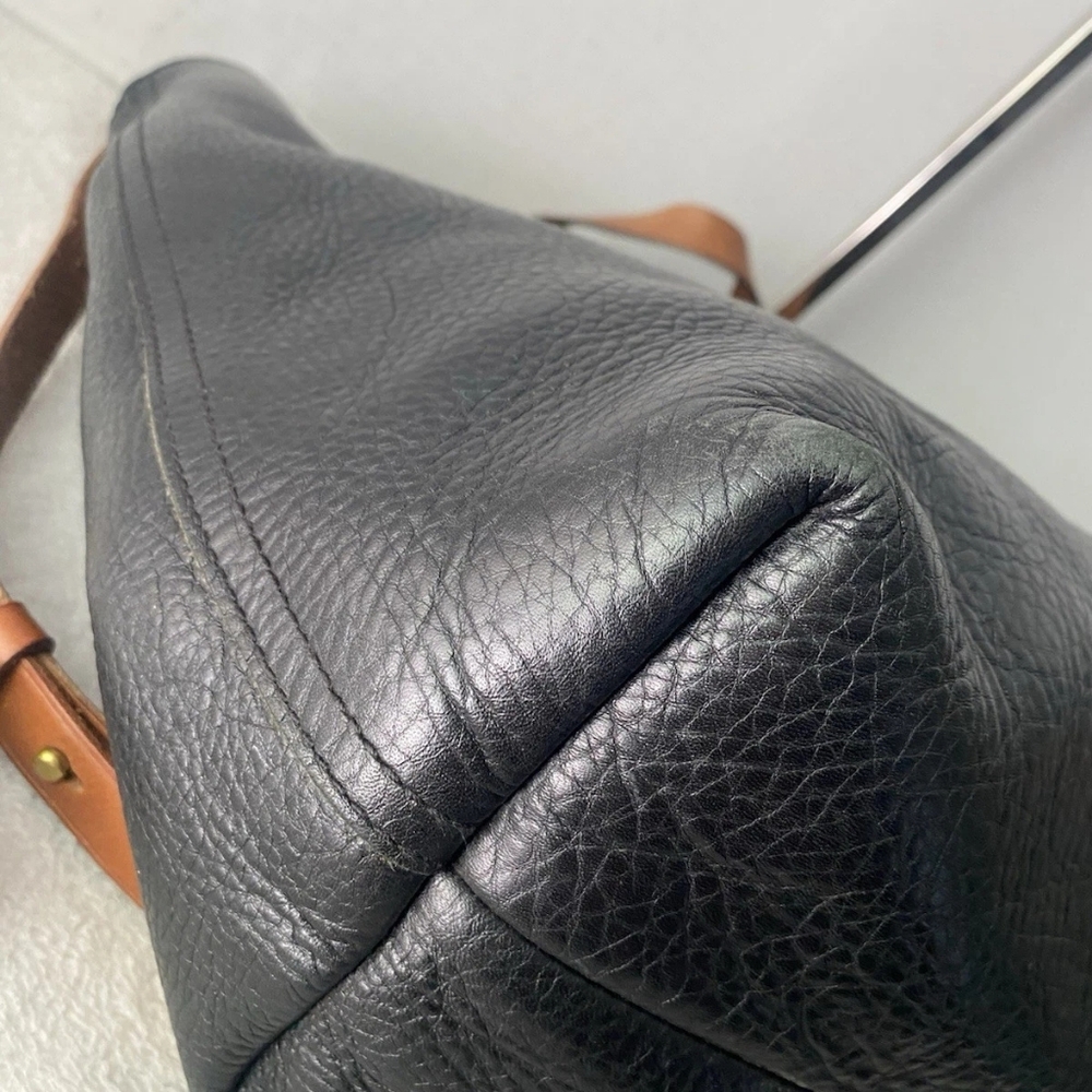 Madewell Transport Large Leather Tote Crossbody Shoulder Bag Black Tan - Picture 3 of 7